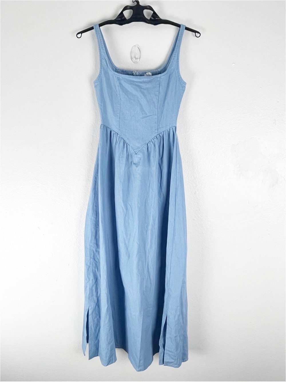 PINK DIAMOND Blue Rhaziya Sleeveless Straight Neck Fit And Flare Midi Dress 2